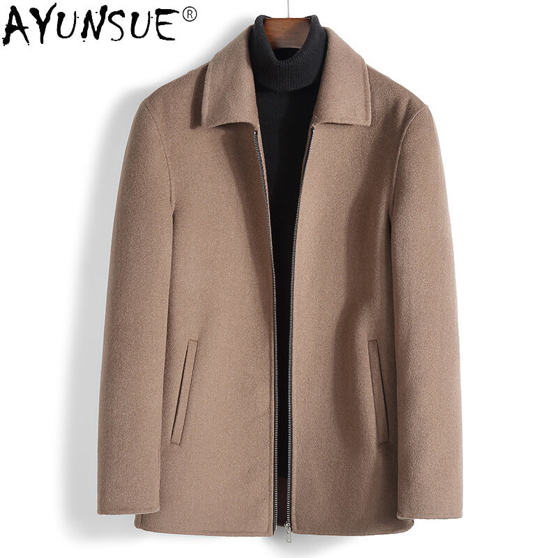 Veste d'hiver en laine véritable pour hommes, manteau de fourrure, vêtements de style coréen, LXR945