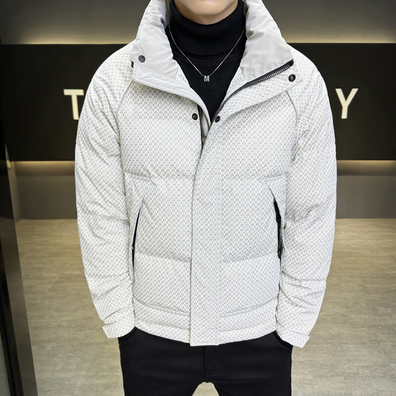 Moda uomo 2023 inverno 90% piumini d'anatra bianchi Casual colletto alla coreana piumino corto gioventù Streetwear vestiti caldi parka