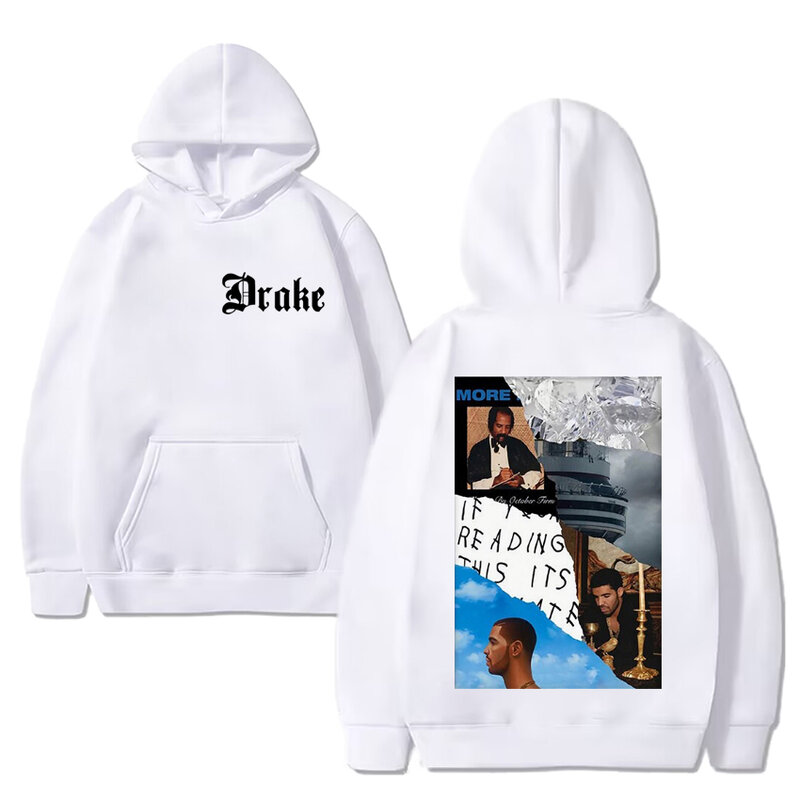 Raper Drake inspirowany okładka albumu dwustronny bluzy z nadrukiem mężczyzn kobiety Y2k polar na co dzień bluzy Unisex luźne bluzki vintage