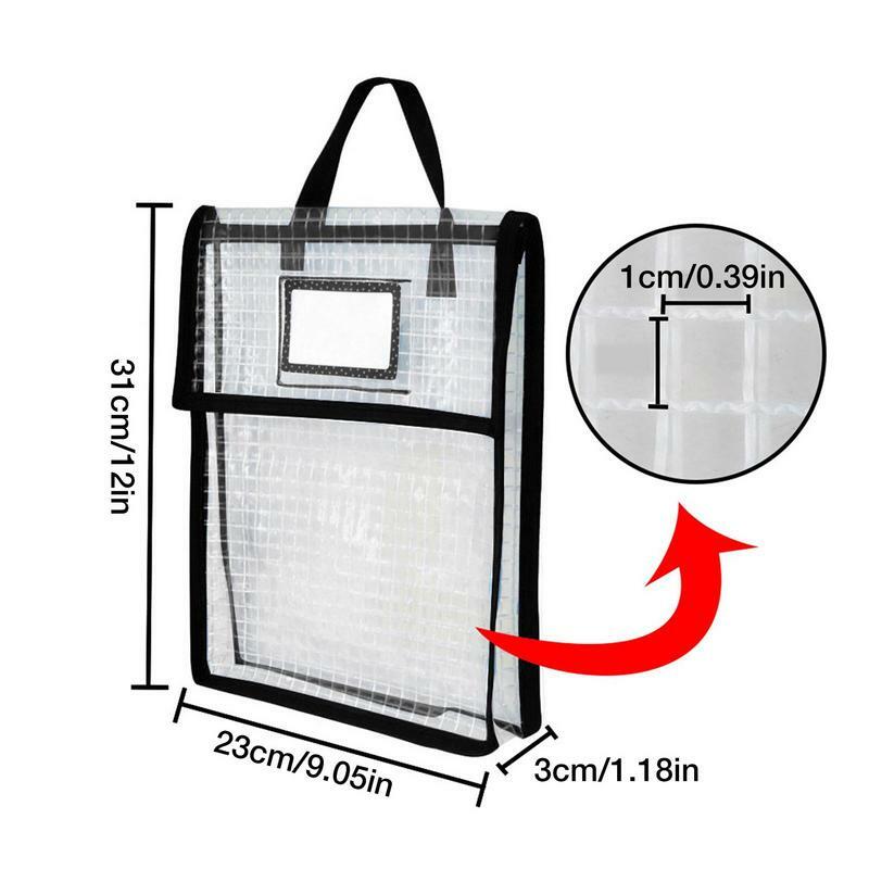 Reusable Zipper Pouches Transparent Mesh Document Bag Children's Handbag Tutoring Book Bag Zip Folders Multipurpose For Board