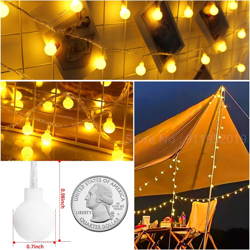Battery Operated LED Globe String Lights,Waterproof Christmas Fairy String Lights for Home Garden Wedding Party Decoration