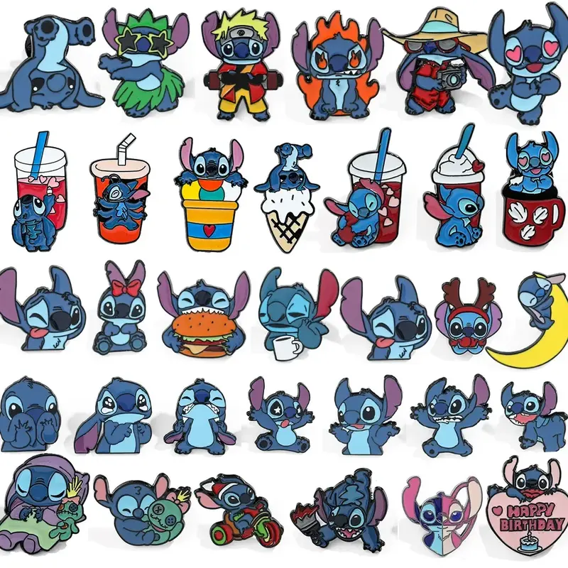 Cute Disney Stitch Lapel Badges Backpack Brooch Enamel Pins Metal Clothes Jeans Accessories Decoration Cartoon Jewelry Anime
