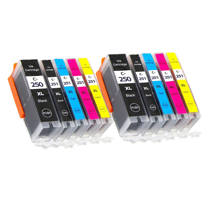 Cartucho de tinta para impresora Canon, recambio de tinta Compatible con PGI 250, CLI 251 XL, PGI250, CLI251, IP7220, MG5420, MX922, 722, 10PK