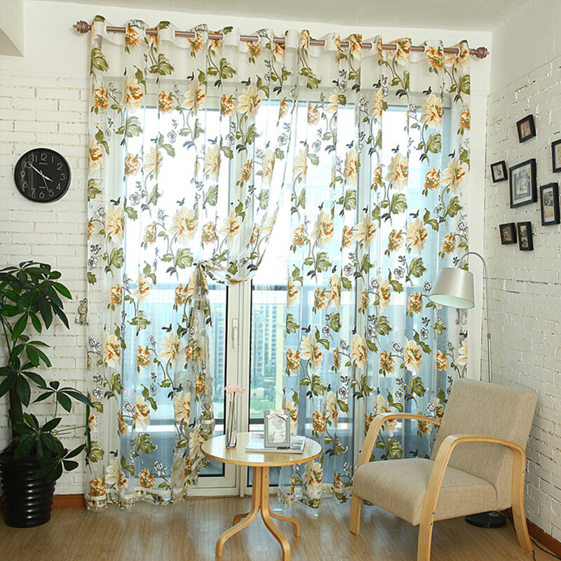 牡丹の花,ドアと窓の装飾,部屋の仕切り,valance drapes,100x200cmの花柄チュールカーテン