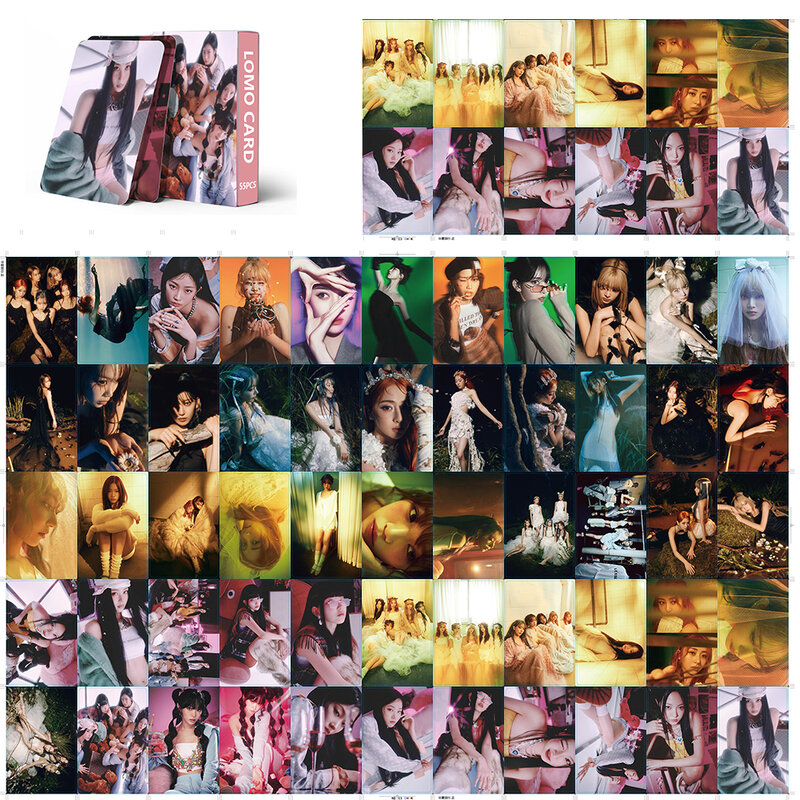 Cartões Lomo Kpop para meninas, Photo Booth, bonito cartaz de impressão, grupo Photocard, presente para fãs, novo álbum, 55pcs por conjunto