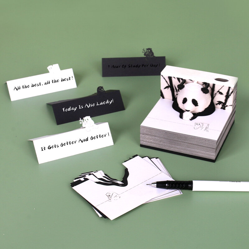 Omoshiroi كتلة ثلاثية الأبعاد المفكرة مصغرة الباندا ورقة نموذج 217 ورقة مذكرة منصات لطيف ملاحظة ورقة كتلة ملاحظات ثلاثية الأبعاد لوحة مذكرة لزجة الاطفال الهدايا