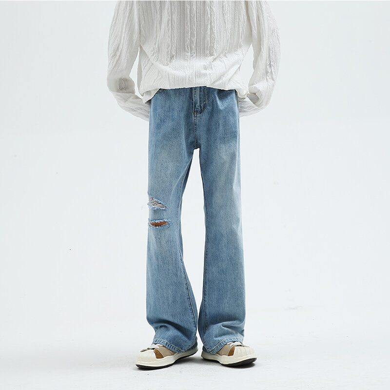 Celana panjang Jeans mewah untuk pria, celana panjang Denim elastis gaya Eropa Amerika, celana panjang pinggang tinggi ramping modis untuk pria C127