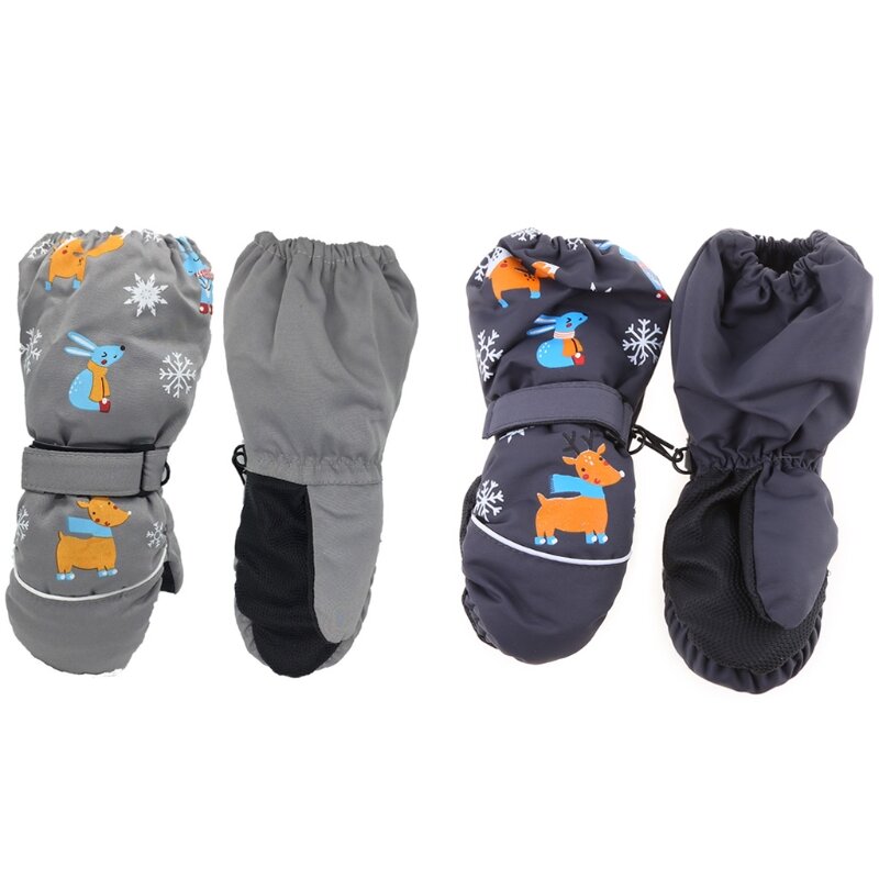 F62D Мультяшные ветрозащитные и водонепроницаемые зимние лыжные перчатки для холодной погоды для детей