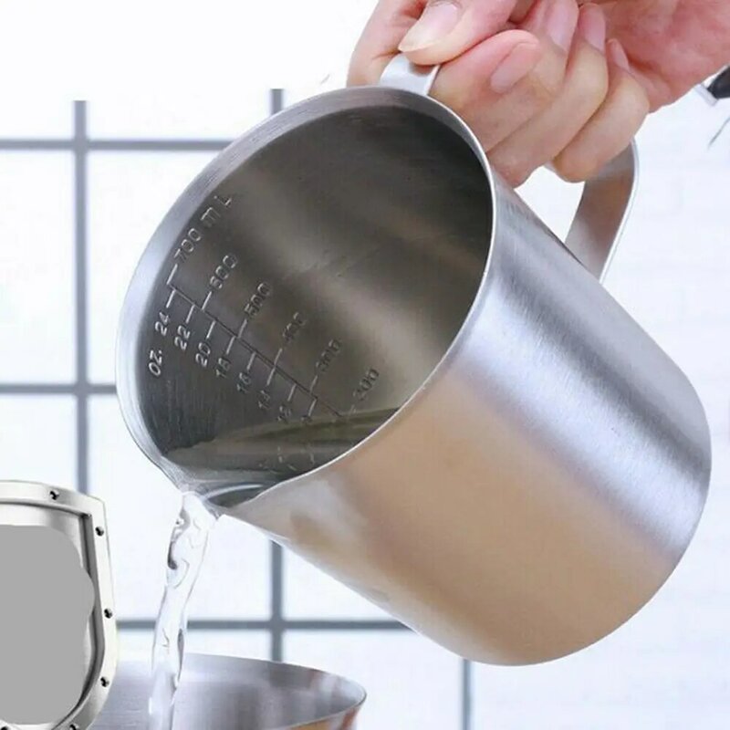 With Scale Kitchen Gadgets Cups Utensils Stainless Steel Kitchen Accessories Measuring Cup Kitchen Tools Milk Tea Cup