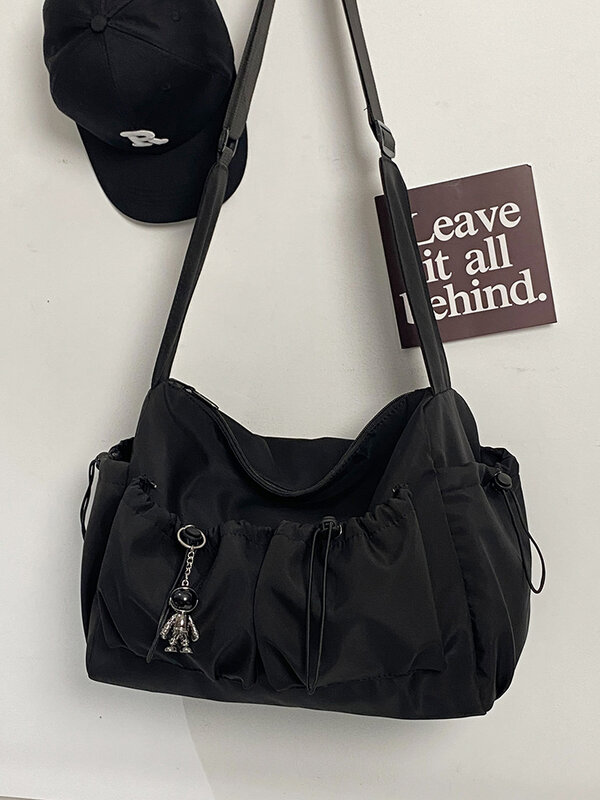 Модная однотонная вместительная сумка-почтальонка через плечо для мужчин и женщин, дорожный и школьный портфель в повседневном стиле