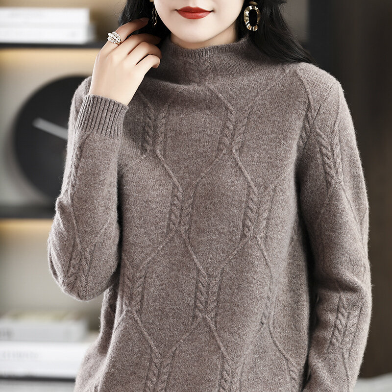 Camisola de gola alta roupas femininas inverno 2022 cashmere suéteres 100% lã merino malha pulôver coreano moda jumper topos y2k