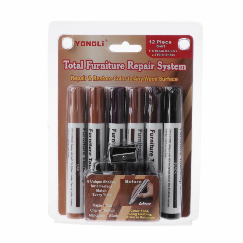 13 Pcs Upgrade Wood Repair Pen Furniture Marker & Wax Sticks & Sharpener for Floor and Furniture Scratch Fix Easy to Use