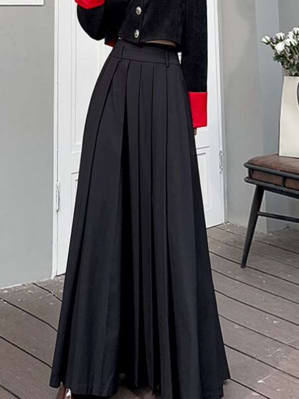 Women Skirts Spring Pleated Floor Length Solid Simple Classic Graceful Popular Newly Young Stylish Cool Korean Style Hot Sale