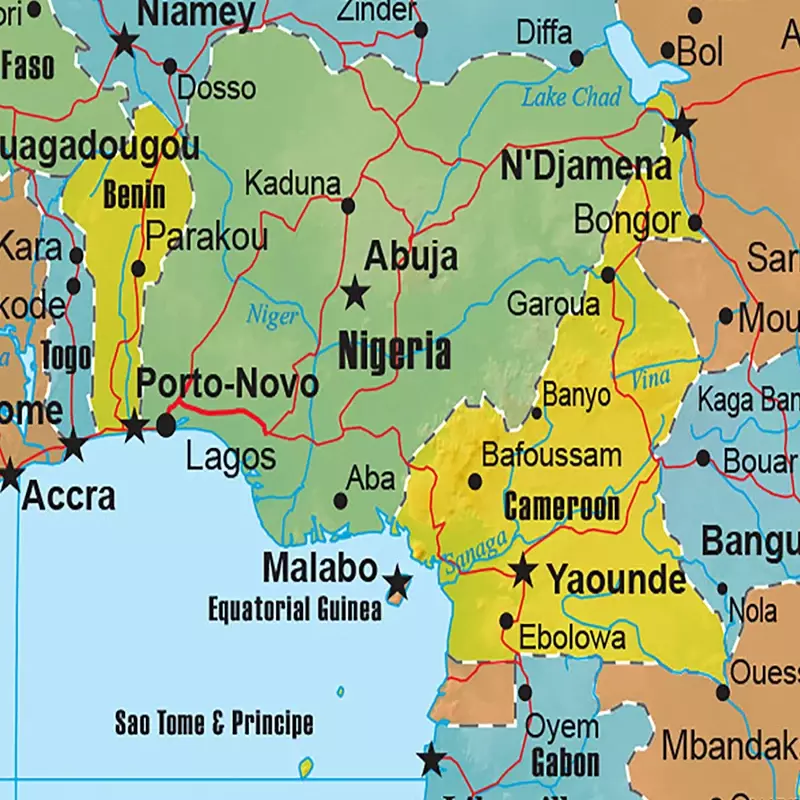 2011 versão 42*59cm o mapa político da áfrica quadros decorativos da lona e poster casa decoração do quarto material escolar