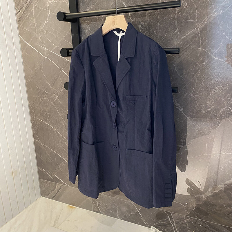 High Quality Korean Fashion 2023 Autumn New TB Suit Unisex Men's Slim Fit Yarn Woven Four Bar Loose Suit Coat Trend