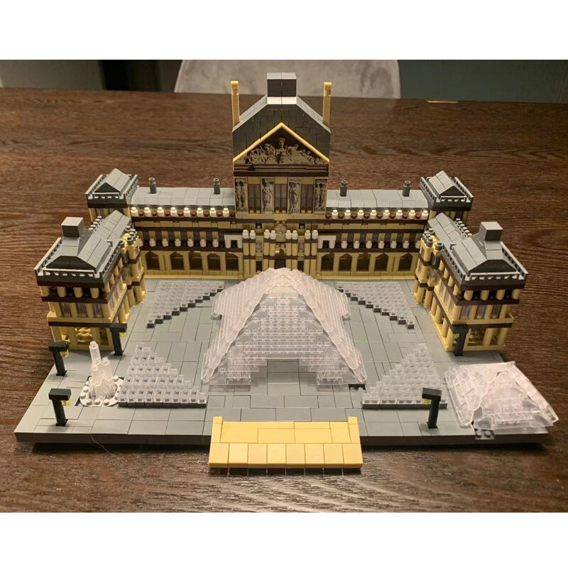 Światowa architektura Mini klocki paryskie luwr muzeum 3D DIY diamentowe klocki zabawka dla dzieci prezenty