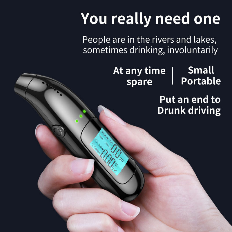 충전식 알코올 테스터 음주 측정기, LED 스크린 디스플레이, 비접촉 알코올 테스트, USB 충전