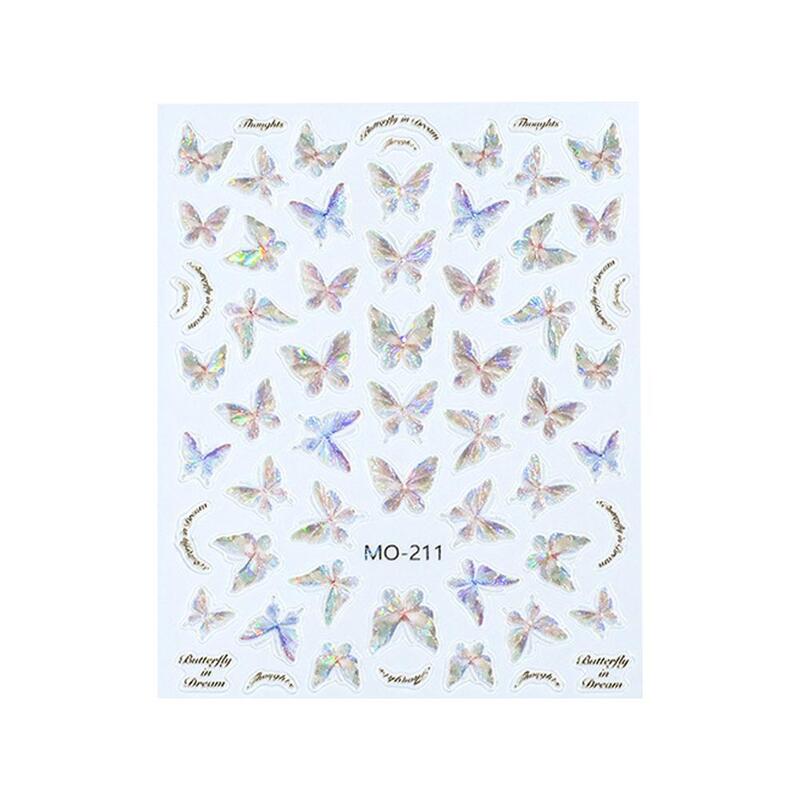 Pegatinas de mariposa de concha Aurora brillante, 1 piezas, calcomanías de manicura, pegatinas más nuevas, decoración de diseño, bricolaje, J7P4
