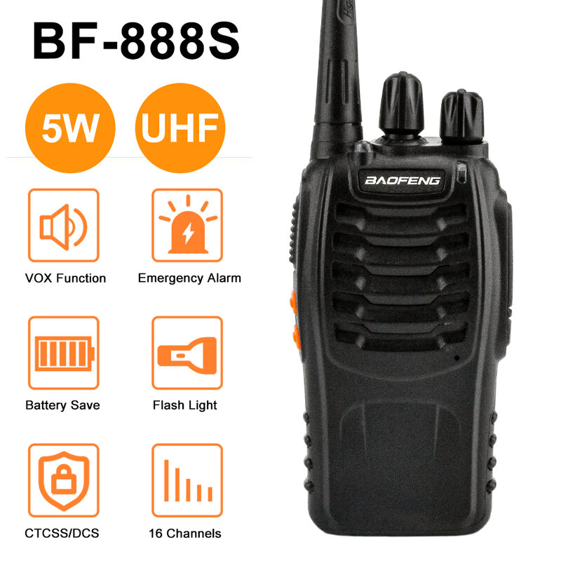 2 uds./paquete Walkie Talkie Baofeng BF-88E PMR 16 canales 400-470MHz licencia libre radio con cargador USB y auricular