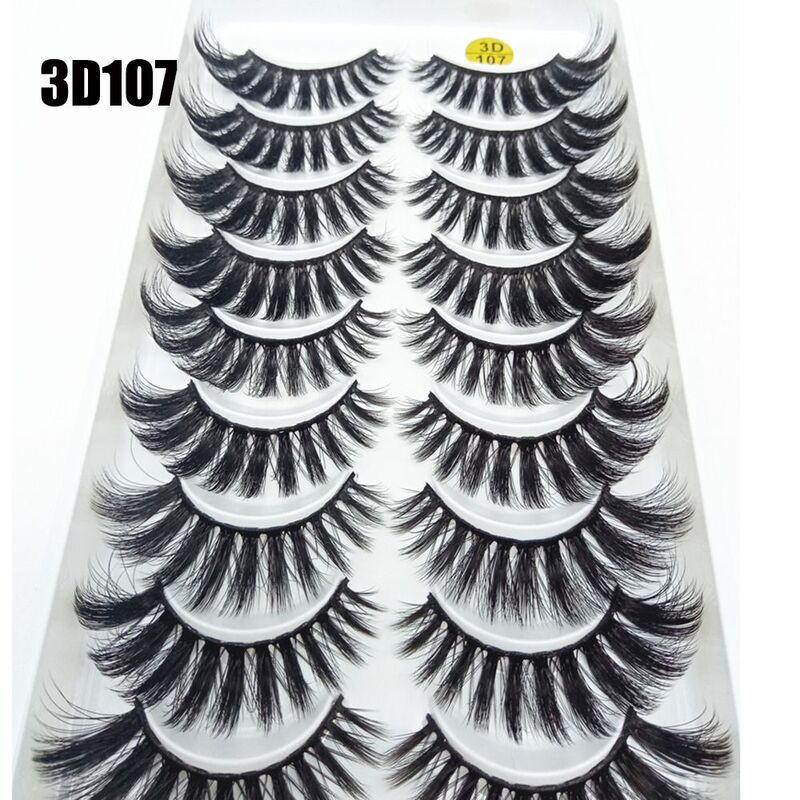 SKONHED 10 Pairs Cruelty-free Eye Makeup Tools Multilayered Effect False Eyelashes Lash Extension Full Volume Thick 3D Mink Hair