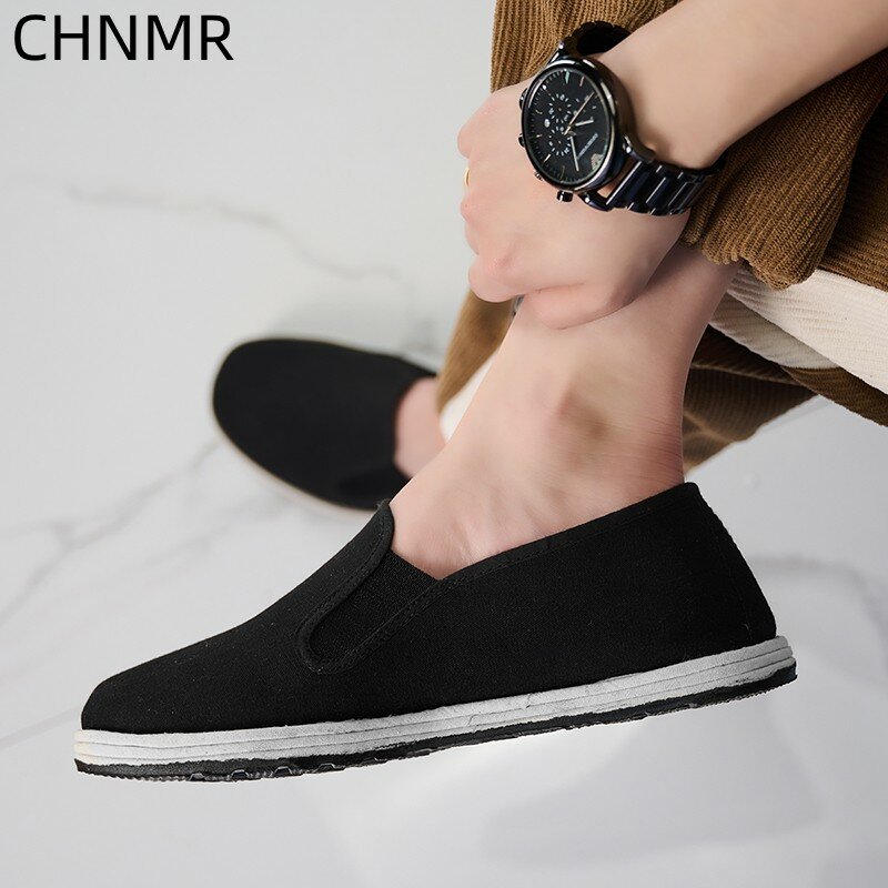 Men's Canvas Casual Shoes Work Shoes Driving Wear-resistant Fashionable Flat Bottom Round Toe Breathable Comfortable Outdoor
