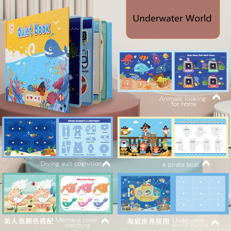 Buku Sibuk Mainan Montessori Buku Edukasi Bayi Tenang Buku Sibuk Mainan Belajar Papan untuk Anak-anak Hadiah Natal