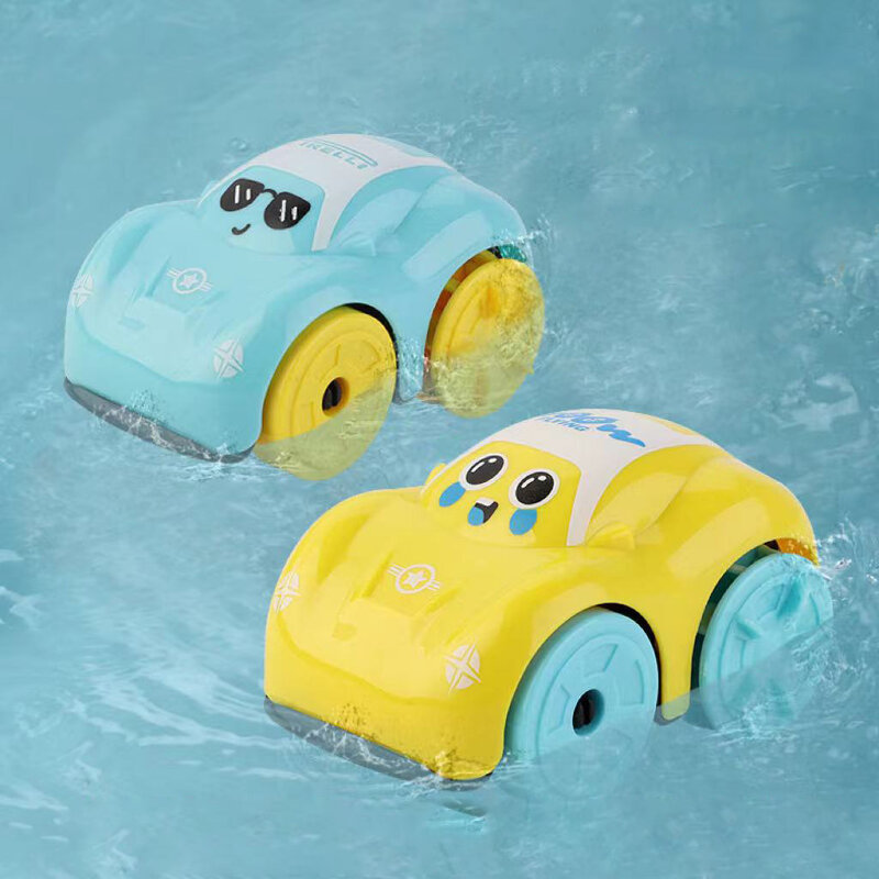 Children Bath Water Playing Toys ABS Clockwork Car Cartoon Vehicle Baby Bath Toy Kids Gift Amphibious Cars Bathroom Floating Toy