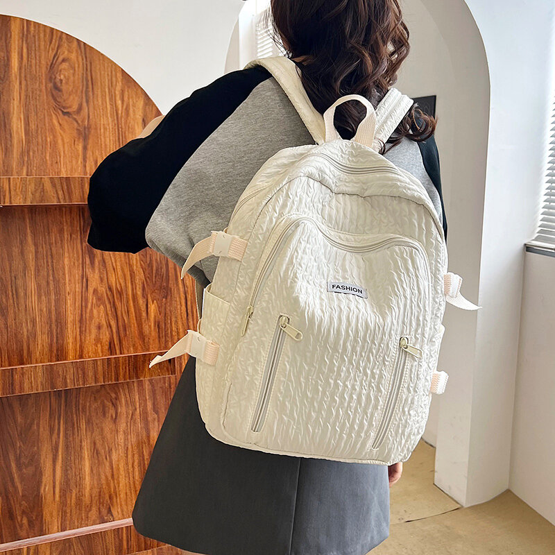 Cartable en nylon léger de grande capacité pour filles, sac à dos pour documents solides, sac de voyage décontracté, simple, étudiant, nouvelle mode, cent