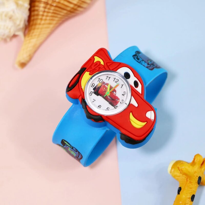 Disney-Reloj de pulsera con correa de silicona para niños, cronógrafo de spiderman, car story, resistente al agua, dibujos animados de anime, anillo pop de color, juguete, regalos de cumpleaños