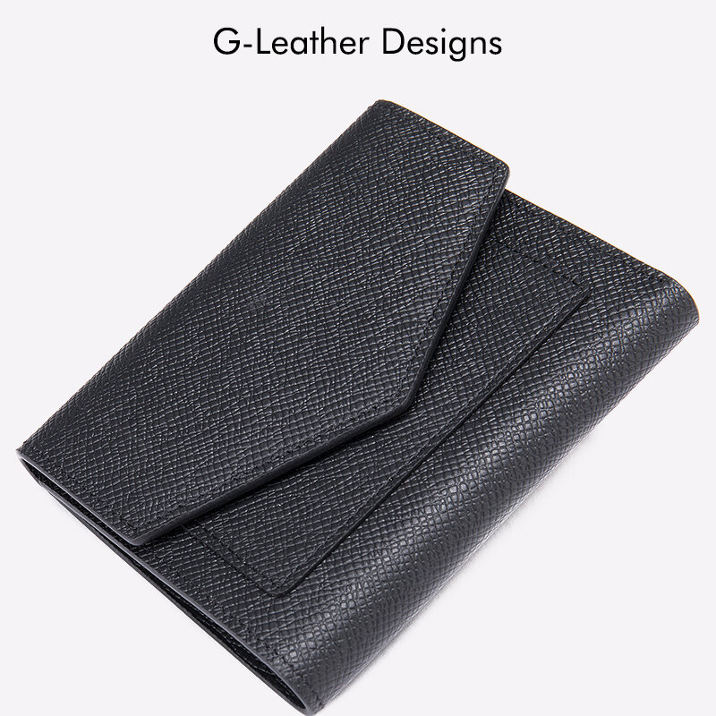 Genuine Leather Ladies Short Wallet Saffiano Leather Envelope Purse Trifold Women Wallet Card Holder Coin Pocket
