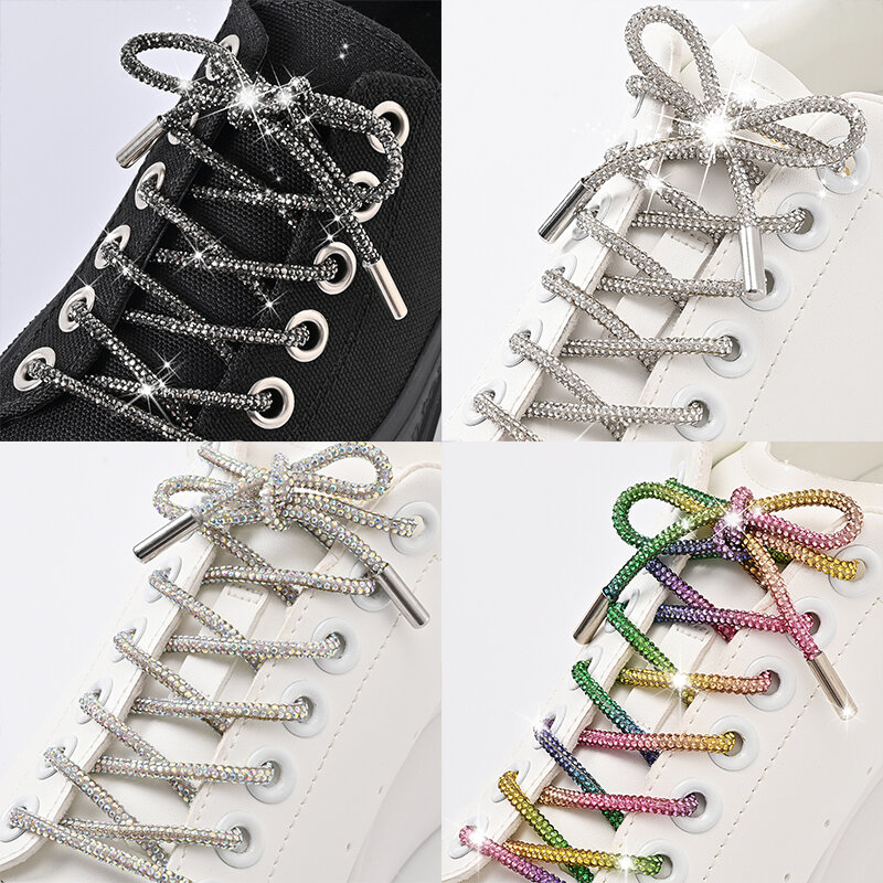 Cordón de diamantes de imitación para zapatos, cordón de lujo brillante, Correa trenzada cruzada, 1 par/2 piezas