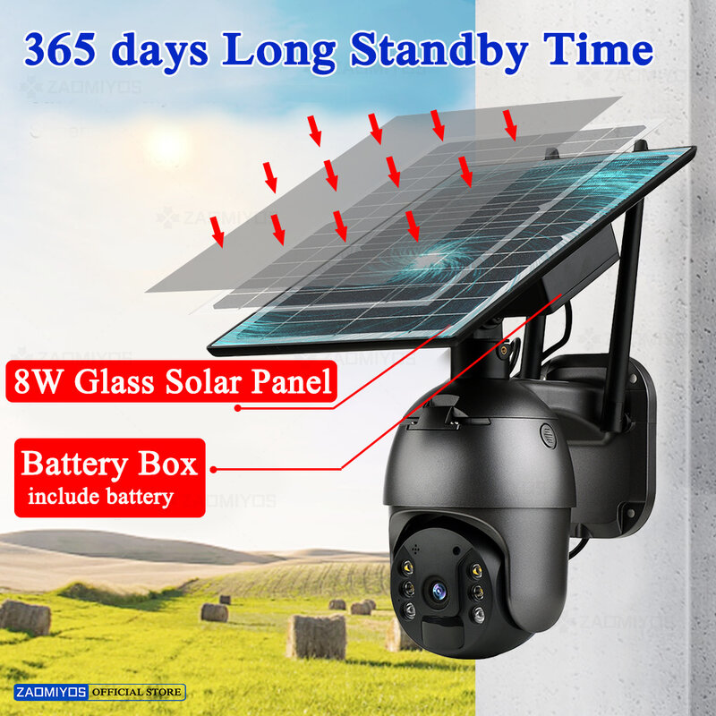 New 3MP/5MP 4G SIM Card slot 360 8W Solar Camera PTZ Outdoor PIR Detection Night Vision CCTV battery powered Security WIFI IP