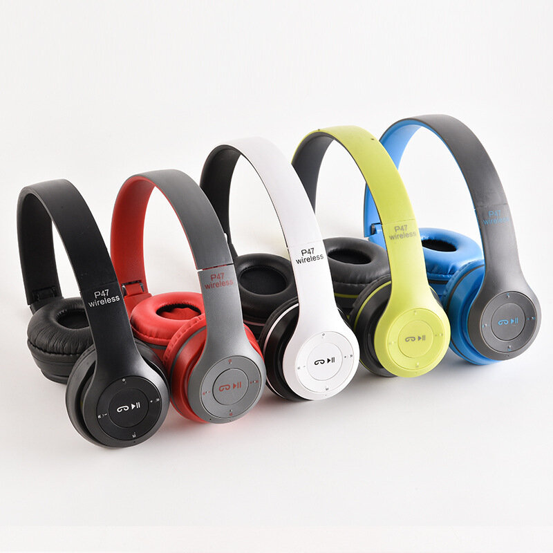 Auriculares estéreo P47 con Bluetooth 5,0, cascos inalámbricos plegables de serie para juegos deportivos, para iPhone y XiaoMi