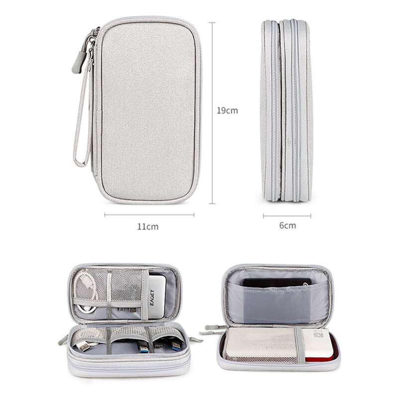 Travel Cable Organizer Bag Pouch Electronic Accessories Carry Case Portable Waterproof Double Layers Storage Bag For Cable Cord