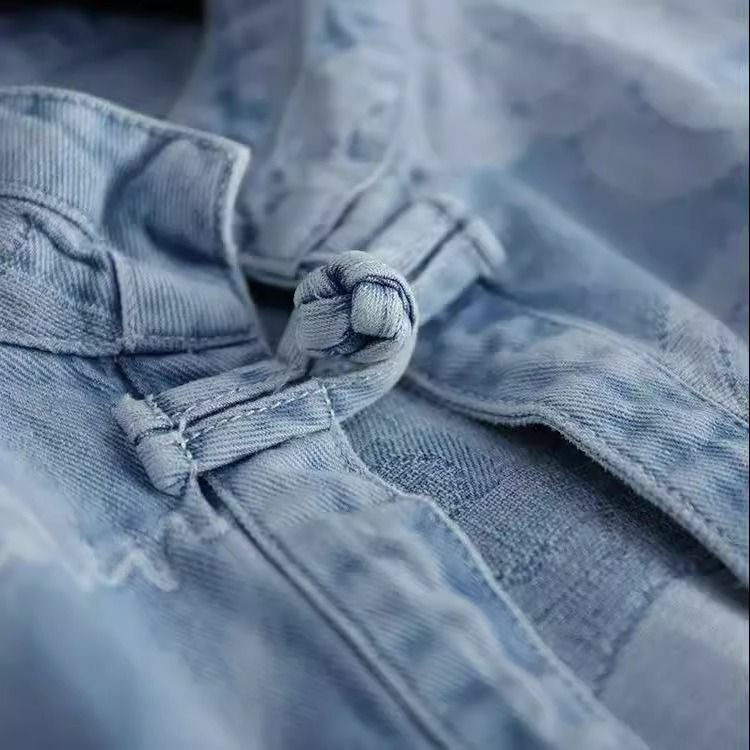 Colete jeans estilo chinês feminino, jaqueta de cardigã, fivela solta, cavalo, novo, primavera e outono, 2024