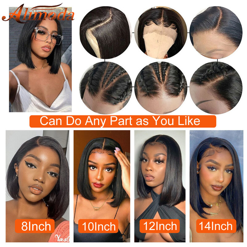 13x4 Straight Short Bob Wig Lace Front Human Hair Wigs Brazilian Straight Lace Wigs For Women Pre Plucked With Baby Hair Around