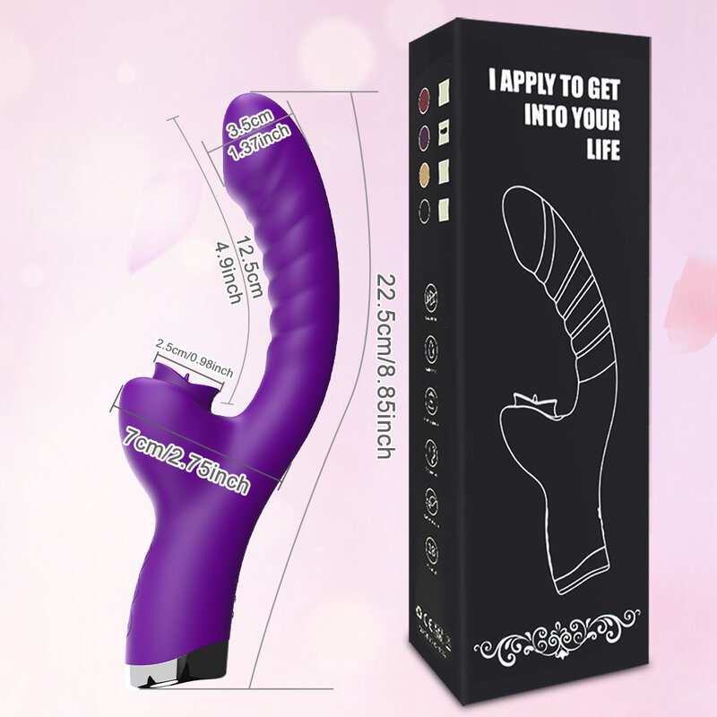 Vibrator For Women 2 In 1 Licking Machine Clitoris Stimulator G-Spot Powerful Vibro Dildo Wand Female Clit Sucker Adult Sex Toys