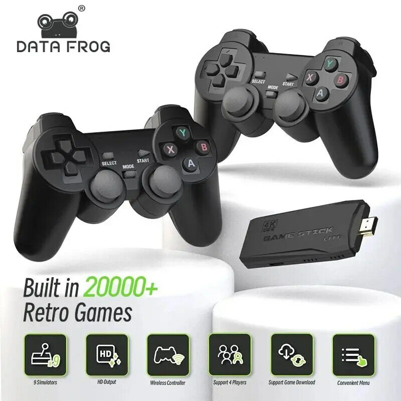 DATA FROG 레트로 비디오 게임 콘솔, 2.4G 무선 콘솔 게임 스틱, TV 20000 게임용 휴대용 Dendy 게임 콘솔, 4k 10000 게임