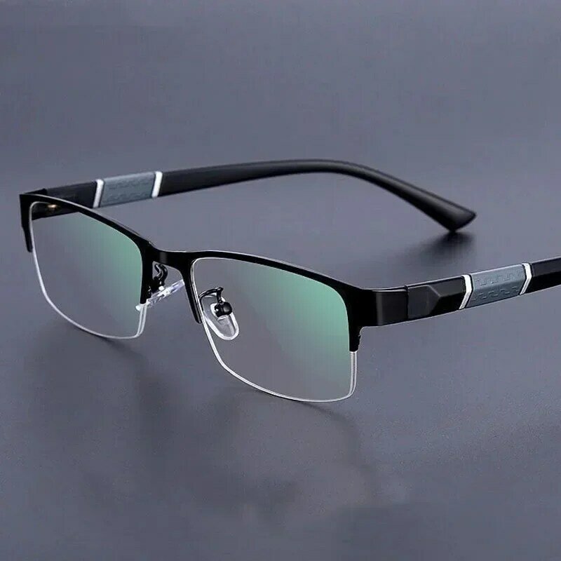 Óculos de leitura anti-luz azul para homens, óculos presbiopia, metade do quadro, óculos de visão distante, negócios, dioptria 0 a + 4.0, tr90