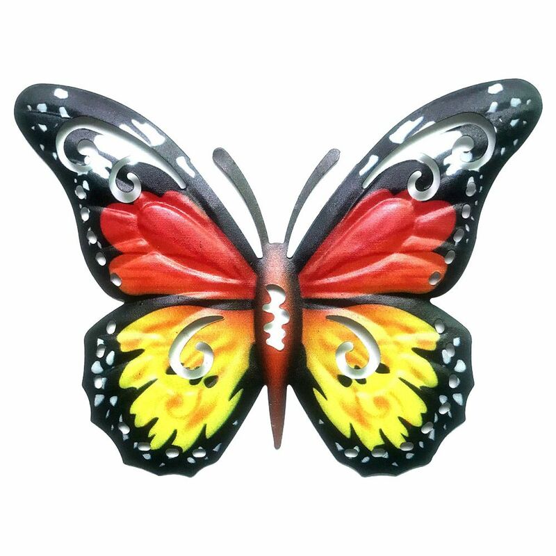 Sculpture de papillon en métal pour la décoration intérieure et extérieure, art du fer, artisanat de jardin, ornement mural de cour