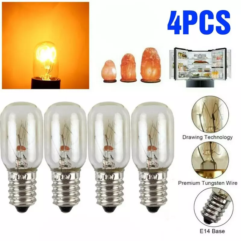 1/4/8pcs 220V E14 300 Degree High Temperature Resistant Microwave Oven Bulb Cooker Lighting Bulb 15W 25W Gold Silver