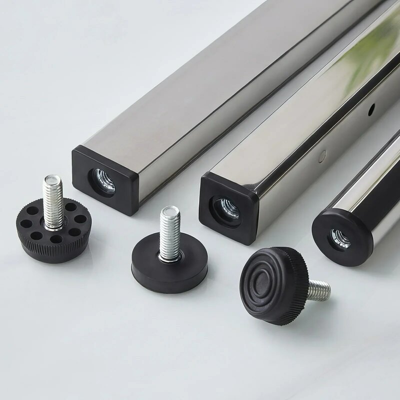 Tapones de tubo cuadrados de plástico PE con agujero, insertos de extremo de borrado, cubierta de tubería, pies de pata de muebles, negro/blanco M5 M6 M8