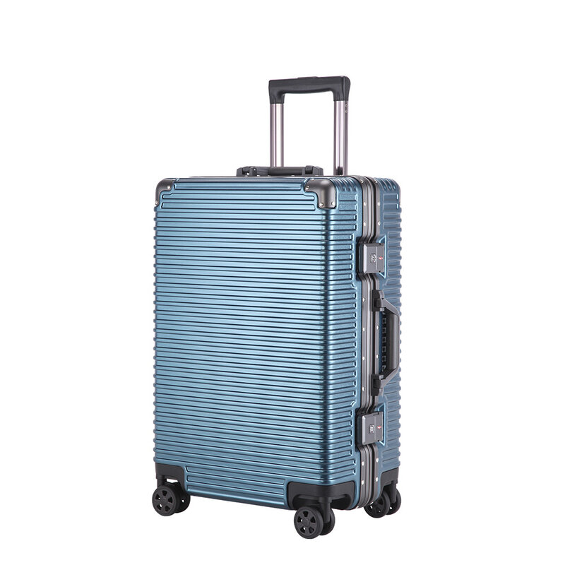PLUENLI-Valise à roulettes rétro haut de gamme, valise d'embarquement de voyage d'affaires, cadre en aluminium, bagages à serrure, peintures, degré d'usure