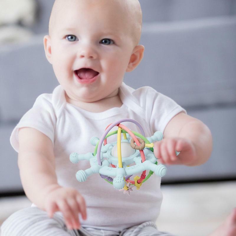 Brinquedo de chocalho sensorial para crianças, Bola mordedor segura, Fácil de segurar para bebês e crianças