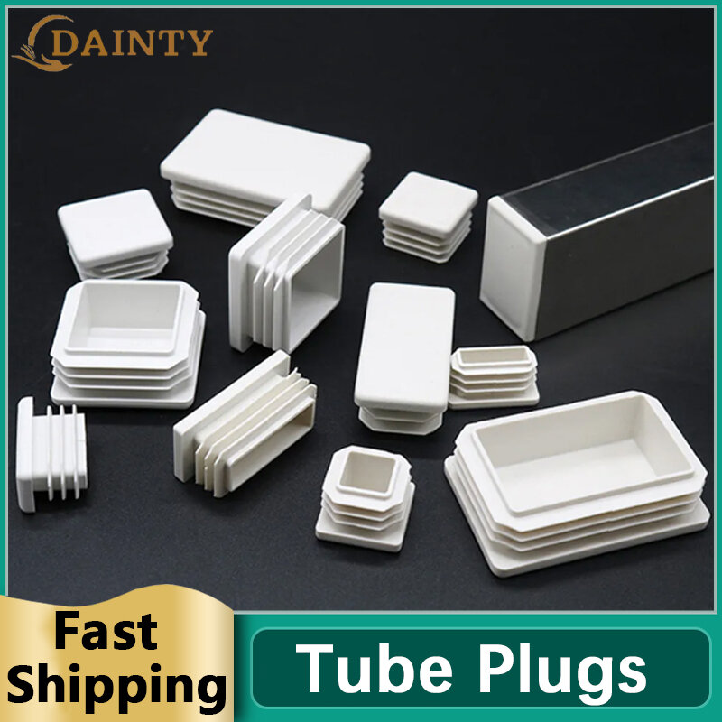 White Square/Rectangle Plastic Pipe Inner Plug Blanking End Caps for Table Chair Leg Inserts Plug Bung Insert Stopper