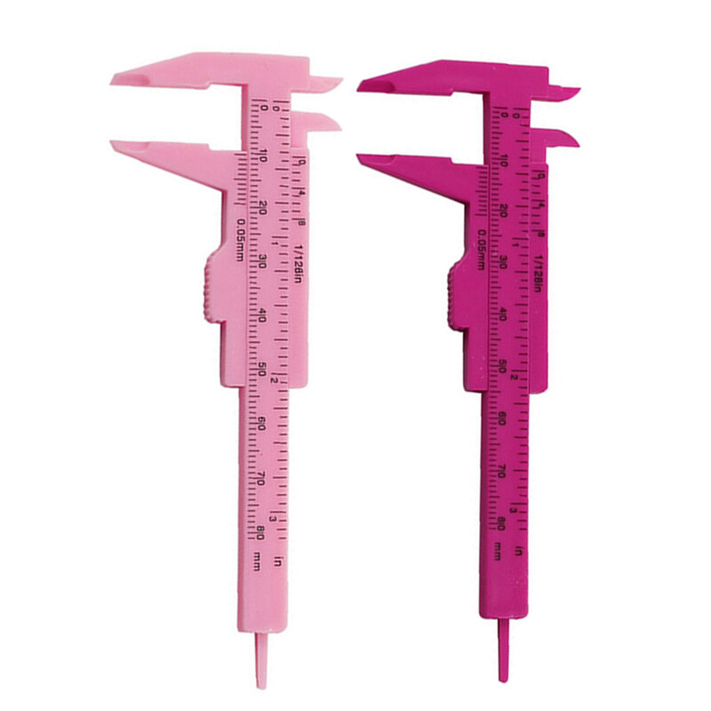 Calibradores de medición ligeros, herramienta práctica de medición de joyería, Escala de doble regla, rosa, rojo, 0-80mm, nuevo