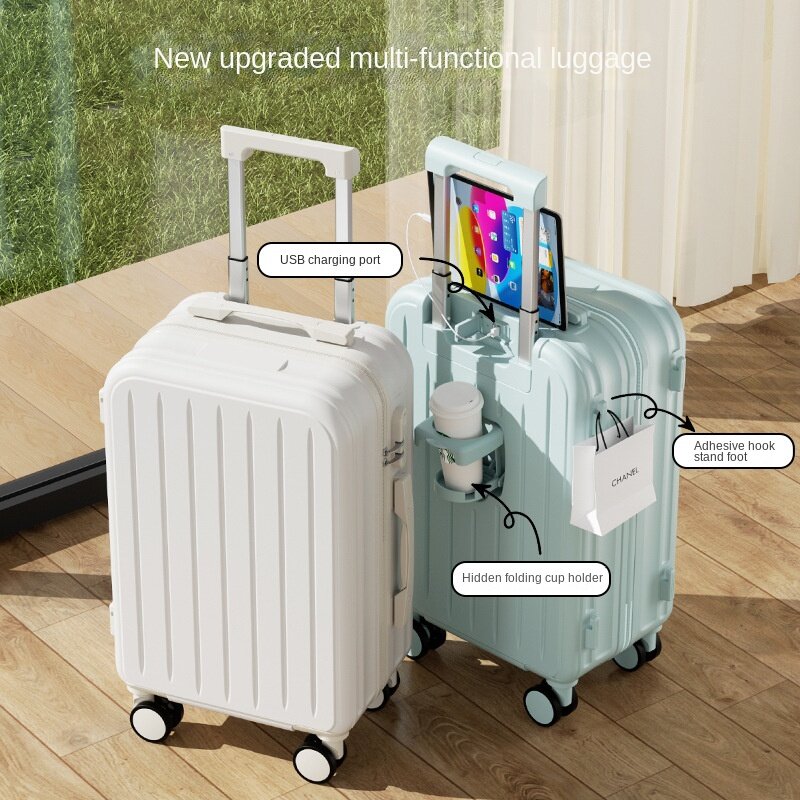 Small fresh luggage Large capacity multi-functional suit Solid color trolley box silent universal wheel combination box