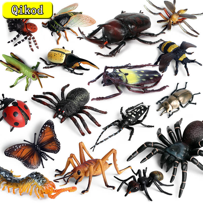 시뮬레이션 곤충 동물 입상 모델 거미 메뚜기 나비 달팽이 액션 피규어 장면 장식, 어린이 수집 장난감 선물