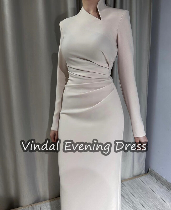 女性のためのvindalフリルVネックイブニングドレス、床の長さ、人魚、エレガントなクレープ、内蔵のブラ、長い透明な袖、2024