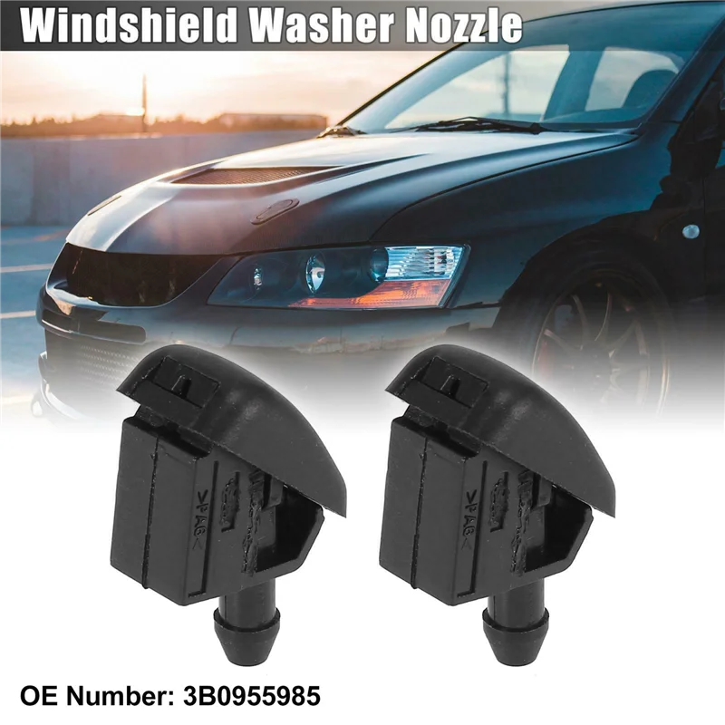 2PCS Windshield Windscreen Washer Nozzle Jet 3B0955985 for -VW XPolo 6N Skoda Fabia Octavia Roomster 1996-2015 No Heated